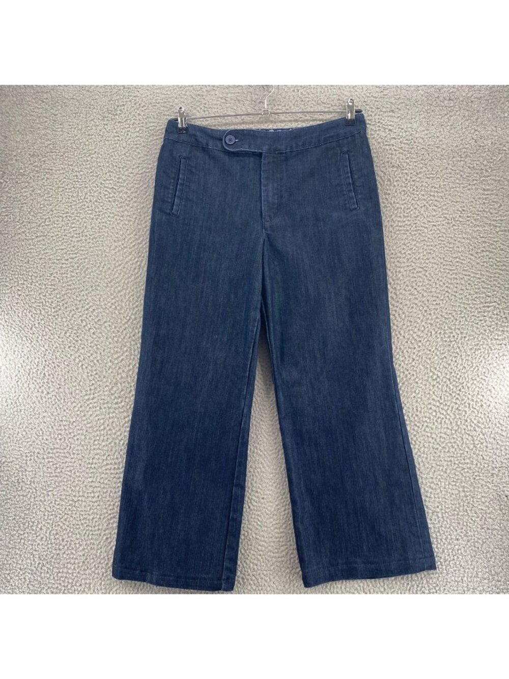 Chicos Jeans Womens 2 US 12 Short Platinum Blue Denim High Rise Wide Leg Trouser